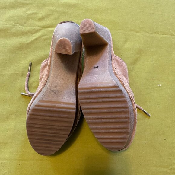 Michael Kors Tan Suede Quincy Clog Lace Up Platform Shoes Women's Size 7.5 - Picture 4 of 12